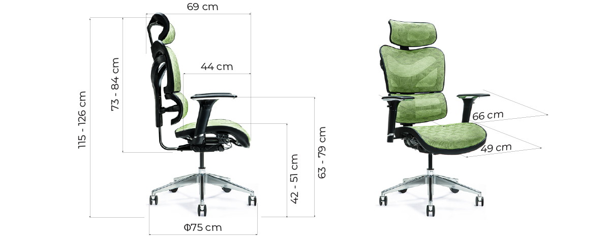 sedia ufficio ergonomica verde tessuto rete ergo 600