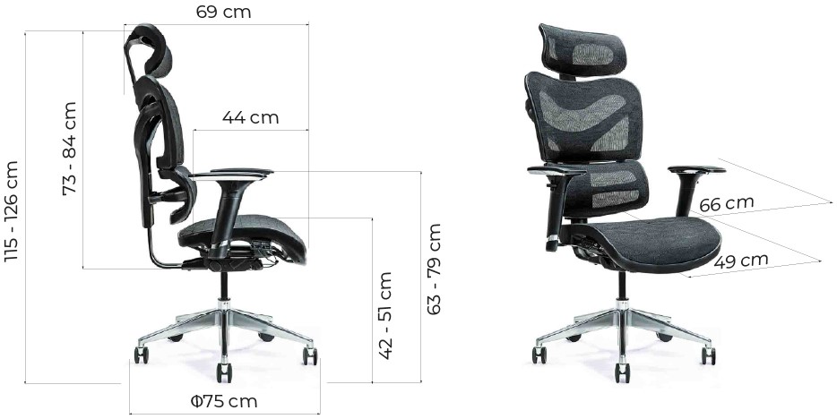 dimensioni sedia da ufficio ergonomica ergo 600 arrediorg