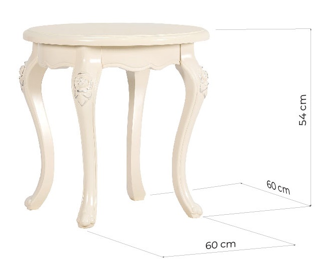 tavolino classico rotondo con gambe lavorate misure