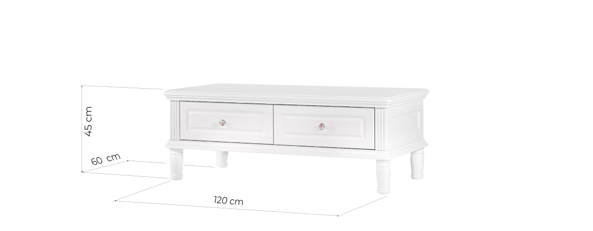 tavolino basso salotto legno bianco stile provenzale PRINCESS 820