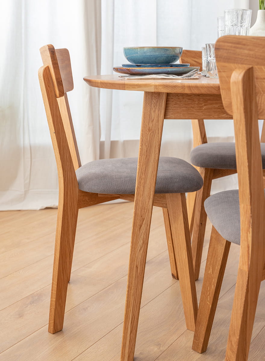 tavolo da pranzo rotondo 90 cm rovere massello naturale 4 posti