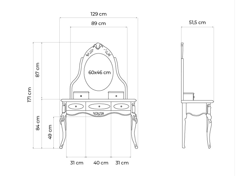 TOELETTA CLASSICA IN LEGNO COLOR AVORIO